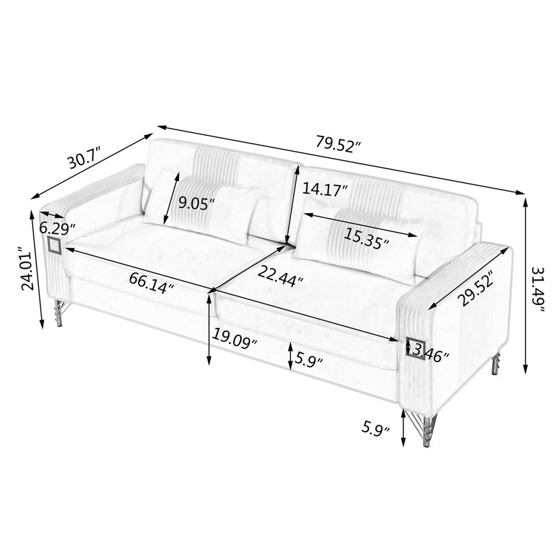 Mercer41 Ledee 80'' Upholstered Sofa Wayfair